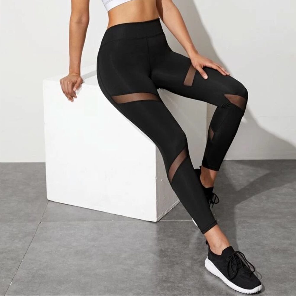 SHEIN Black Mesh Leggings